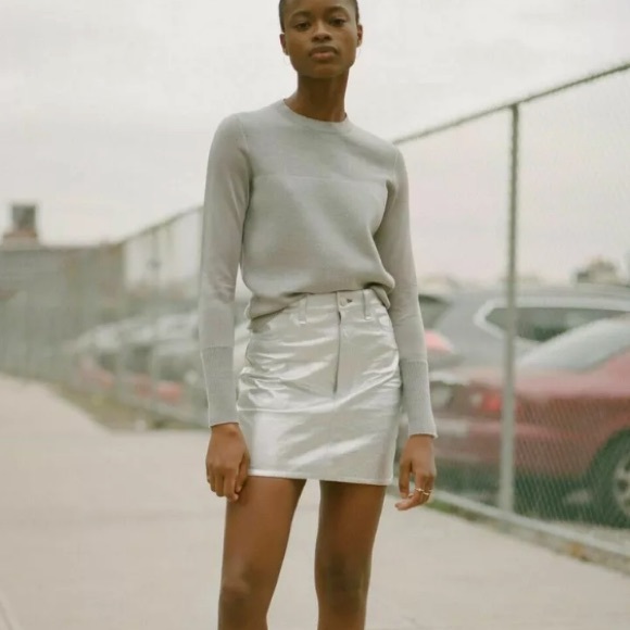 Rag & Bone Moss Leather Skirt in Metallic Silver - Picture 7 of 16